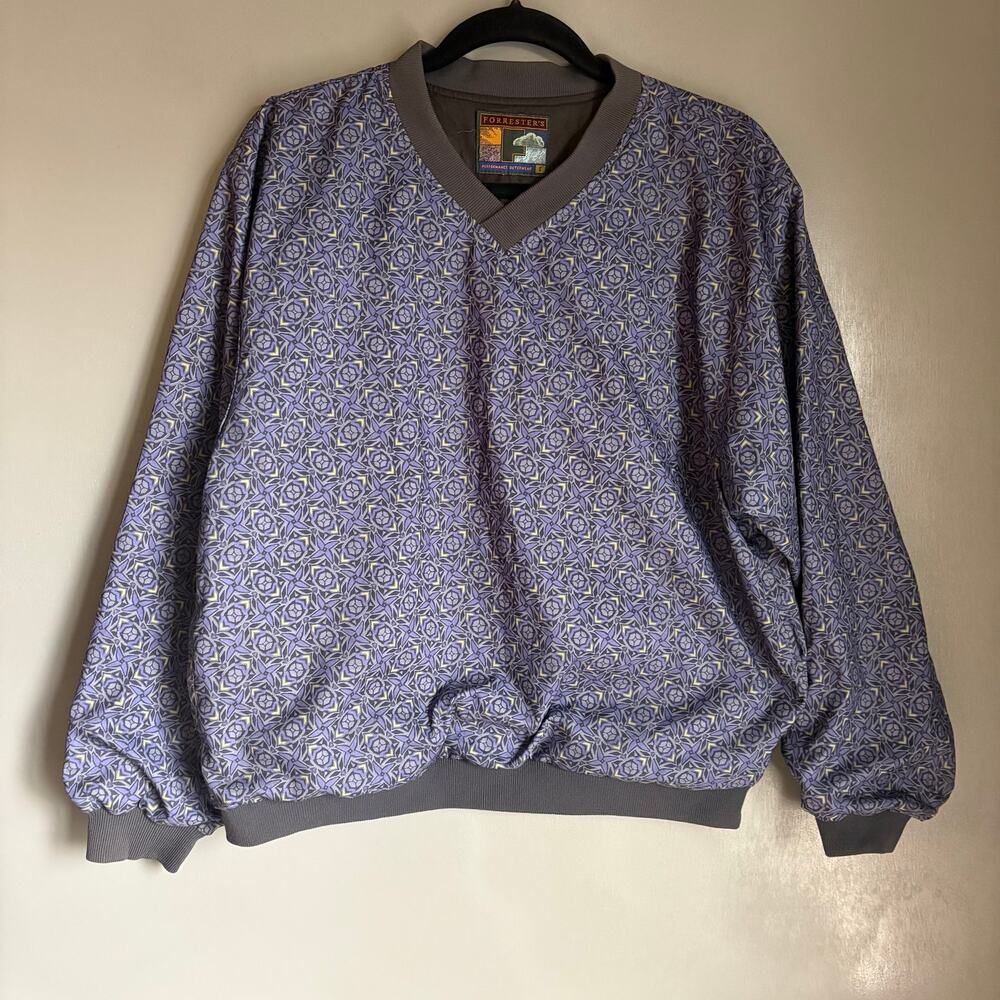 FORRESTER'S Men's Small Blue Pattern Golf V Neck Pullover Activewear Outerwear